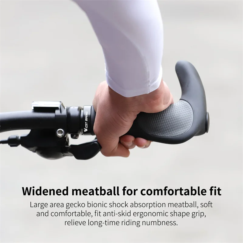 WEST BIKING Bicycle Handlebar Covers Non-slip Shock Absorption Bike Extended Mountain Handle Bar End Rubber Grip Bike Accessorie