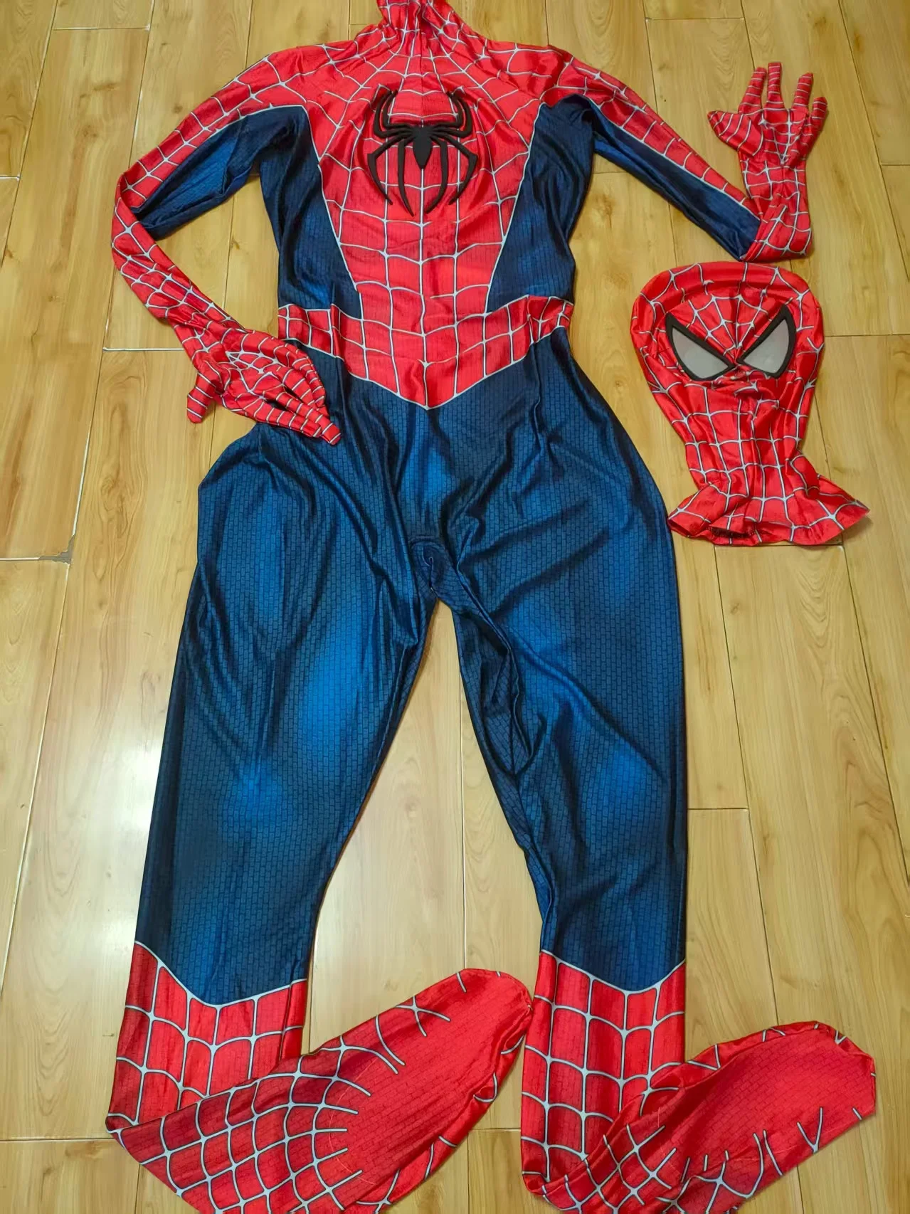 

Rubber 3D LOGO Maguire Raimi Spider Cosplay Superhero Zentai Bodysuit Outfit Spandex Halloween Costume Spidey Disfraces Adult