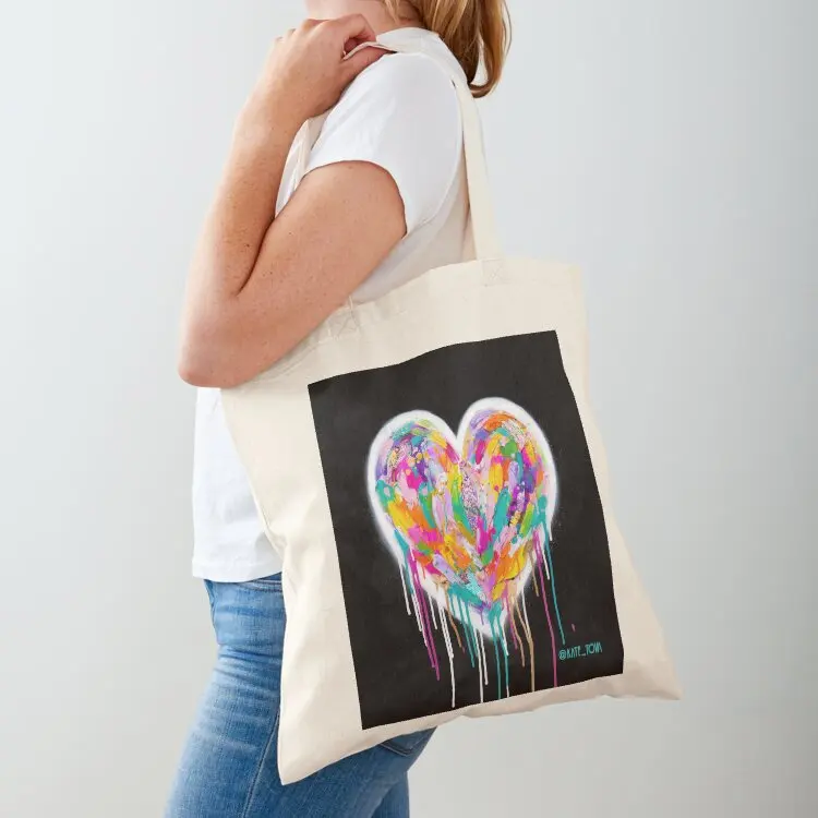 

Street Heart (White on Black) Tote Bag hand bags cloth bag woman Canvas stote bag reusable grocery bags