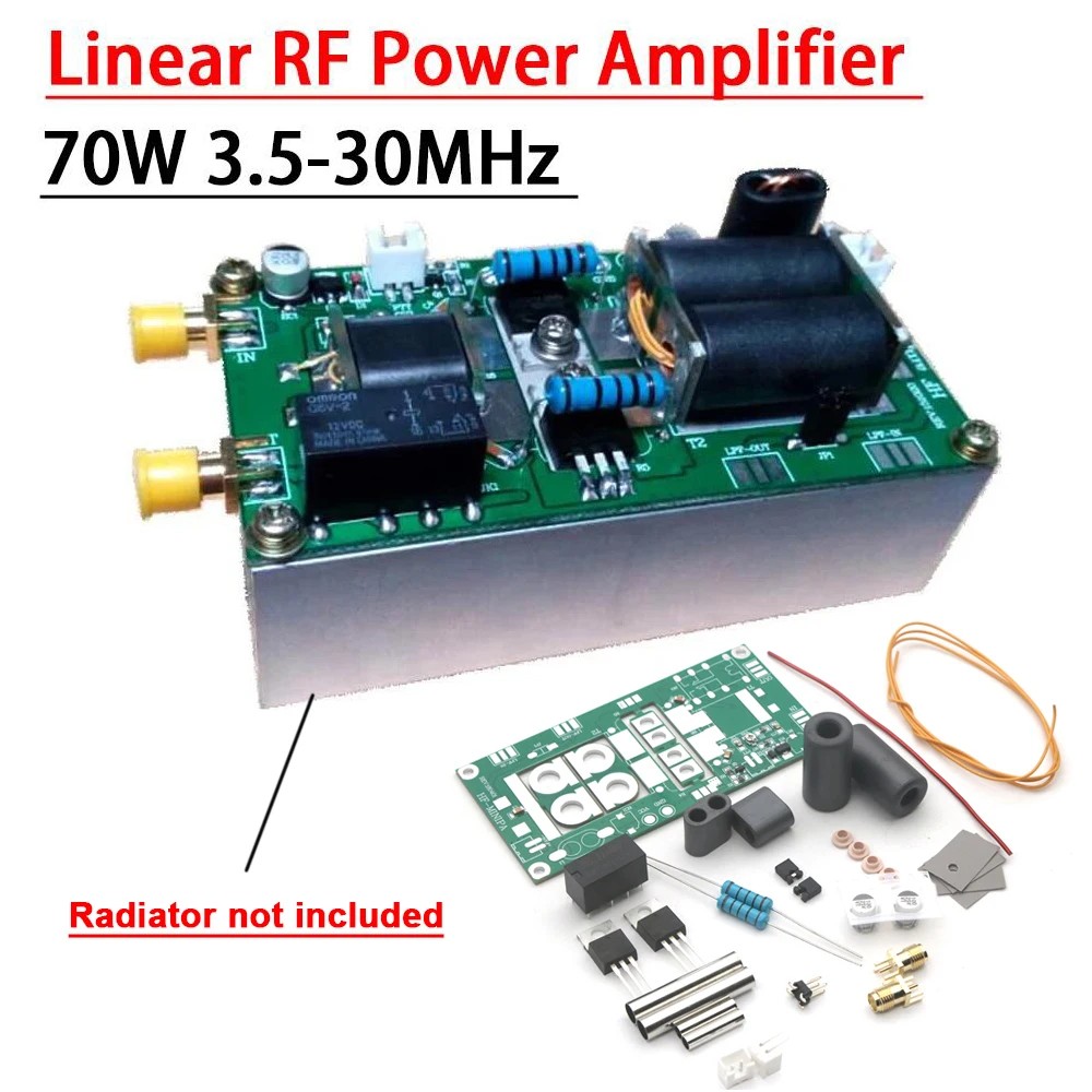 3.5-30MHz 70W Krótkofalowy liniowy wzmacniacz mocy RF ZESTAWY DO YAESU FT-817 KX3 SSB AM CW FM Stacja radiowa 13.56M Sygnał RFID