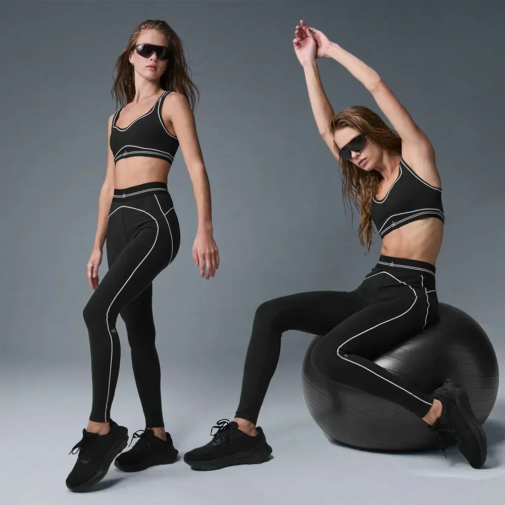 Yoga Women's Sports Set High Waist Tight Pants with Padded Bra Elastic run Fitness Underwear Comfortable breathable Pilates suit