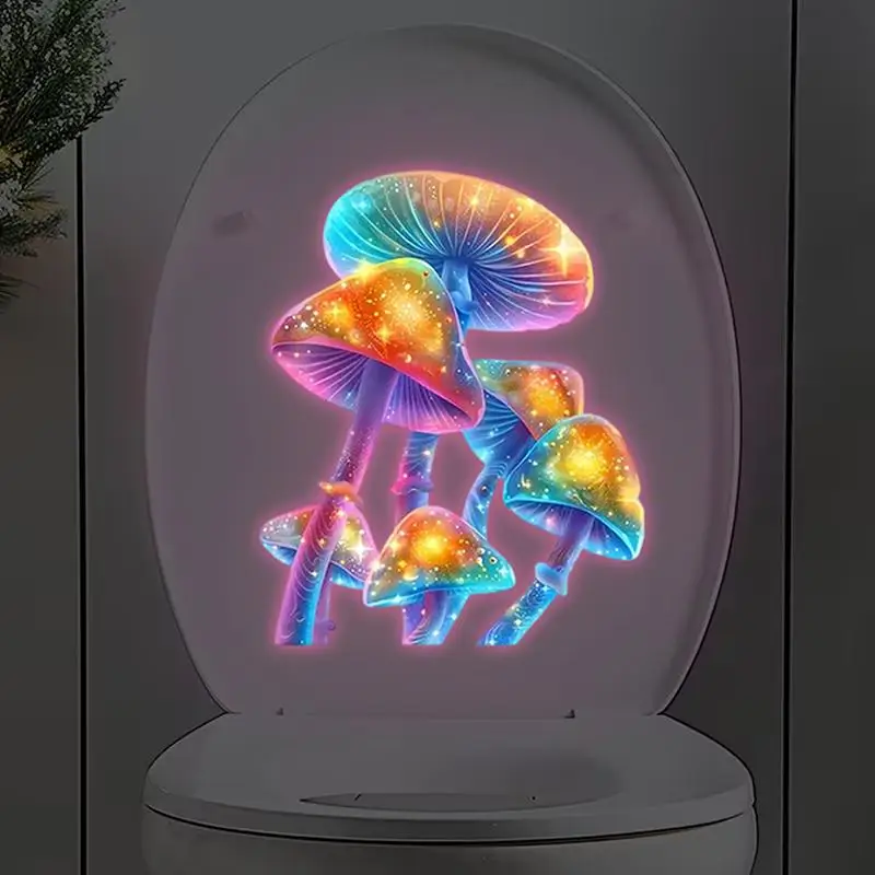 Luminous Fantasy Mushroom Wall Sticker Removable Self Adhesive Toilet Decal for Home Decor Kids Bathroom Bedroom
