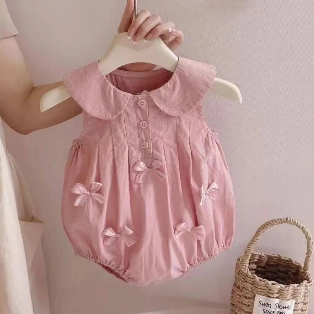 

Cute Shorts Climb Bow Baby Romper Casual Outfit One-piece Bow Baby Jumpsuit 0-18 Month Cotton Bow Baby Bodysuit Baby Girl