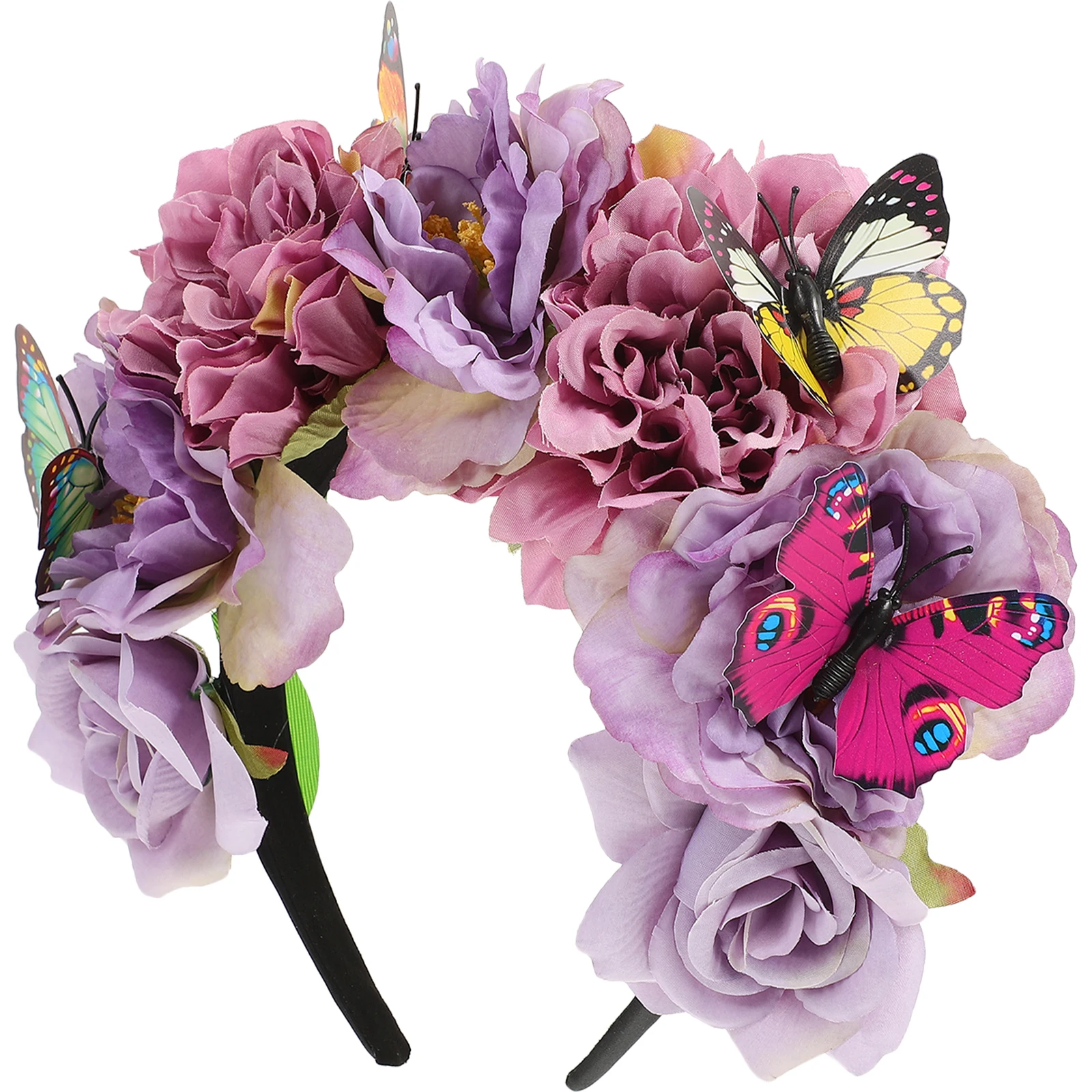 

Artificial Flower Headband Bohemian Butterfly Decoration for Girls Vacation Photoshoot Party Hairstyle Accessory Prom Fascinator