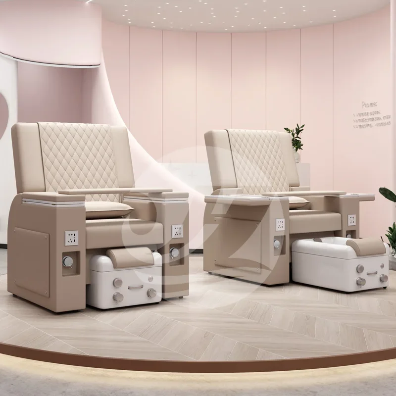 Pedicure Chair,New Design Electric Pedicure Chair Ceramic Basin Massage Recliner With Light Surfing Function Sofa For Nail Salon