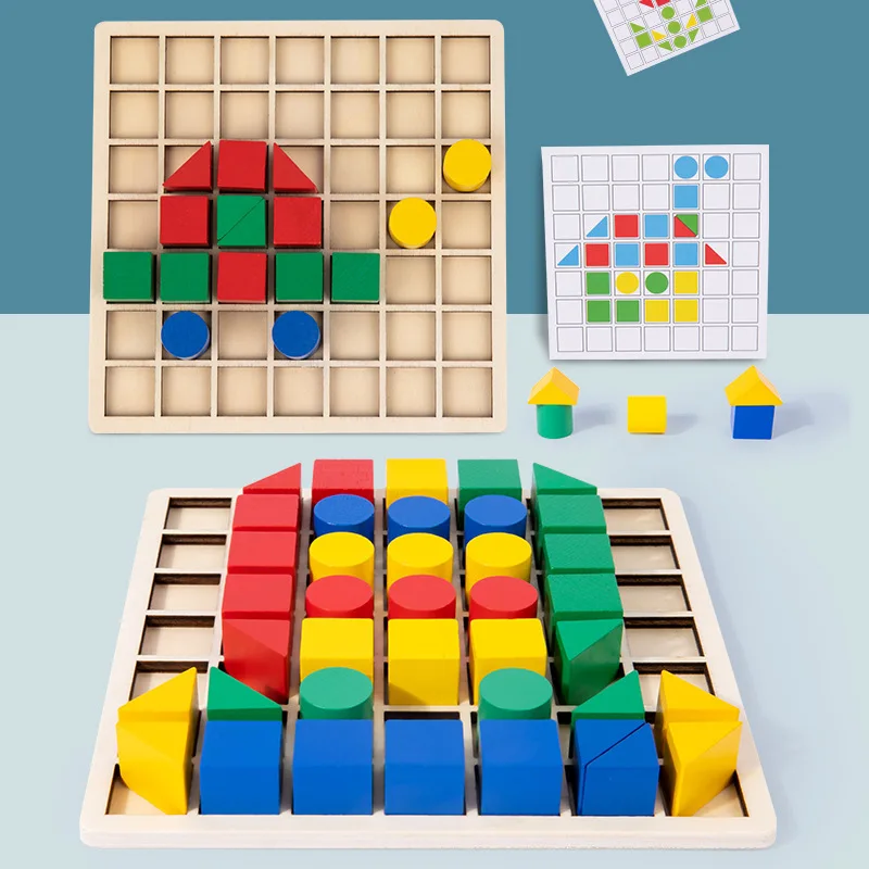 Treeyear Houten Puzzel Blokken Geometrische Game Houten Math Speelgoed Geometrische Kubus Puzzel Montessori Stem Educatief Speelgoed