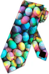 Colorful Eggs Print Tie Easter Ties Mens Holiday Easter Egg Necktie Mens Ties Shirt  Decor