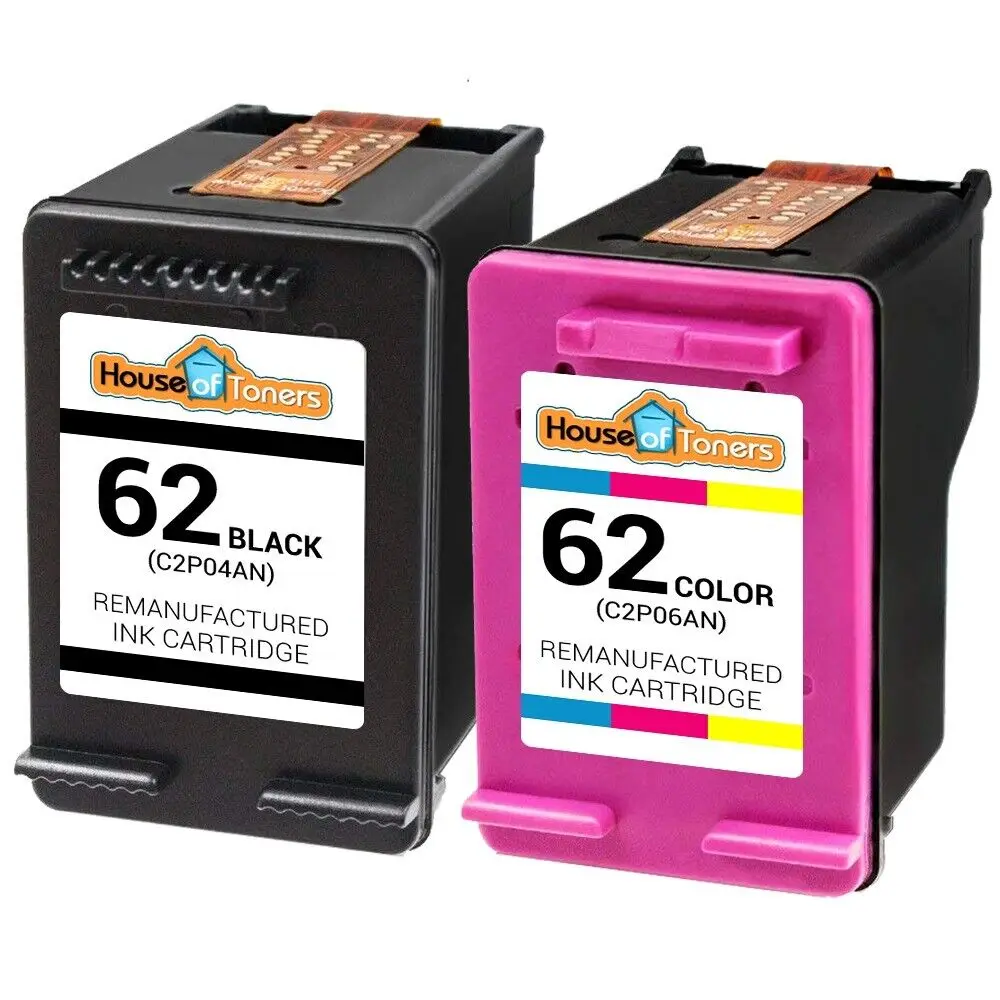 2PK Black/Color HP 62 Ink for HP ENVY 5540 5544 5545 5549 5661 5663 5664 5665