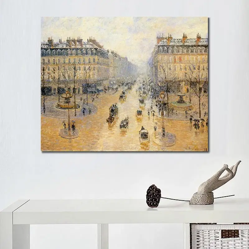 

Famous Camille Pissarro Paintings Avenue De L Opera Snow Effect Canvas Art Reproduction High Quality Hand Painted