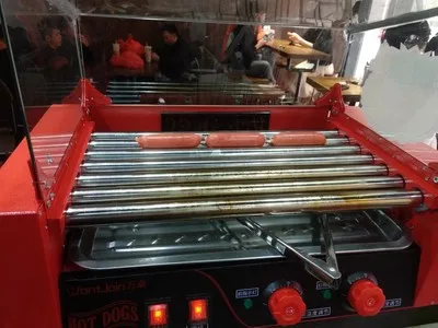 2025 آلة خبز السجق الكهربائية الجديدة صانع السجق التجاري التلقائي التحكم المزدوج الصغير في درجة الحرارة