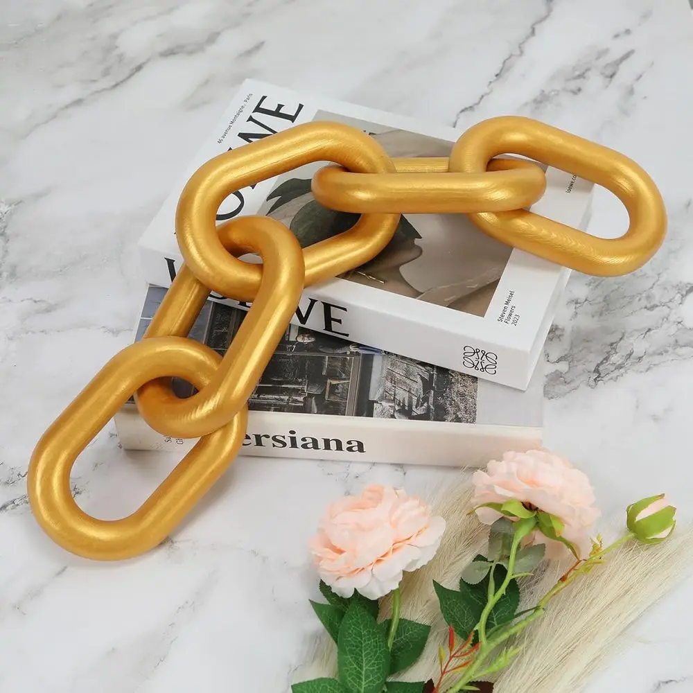 

5-Link Wooden Decorative Chain for Home Accents, Coffee Table & Bookshelf Aesthetics