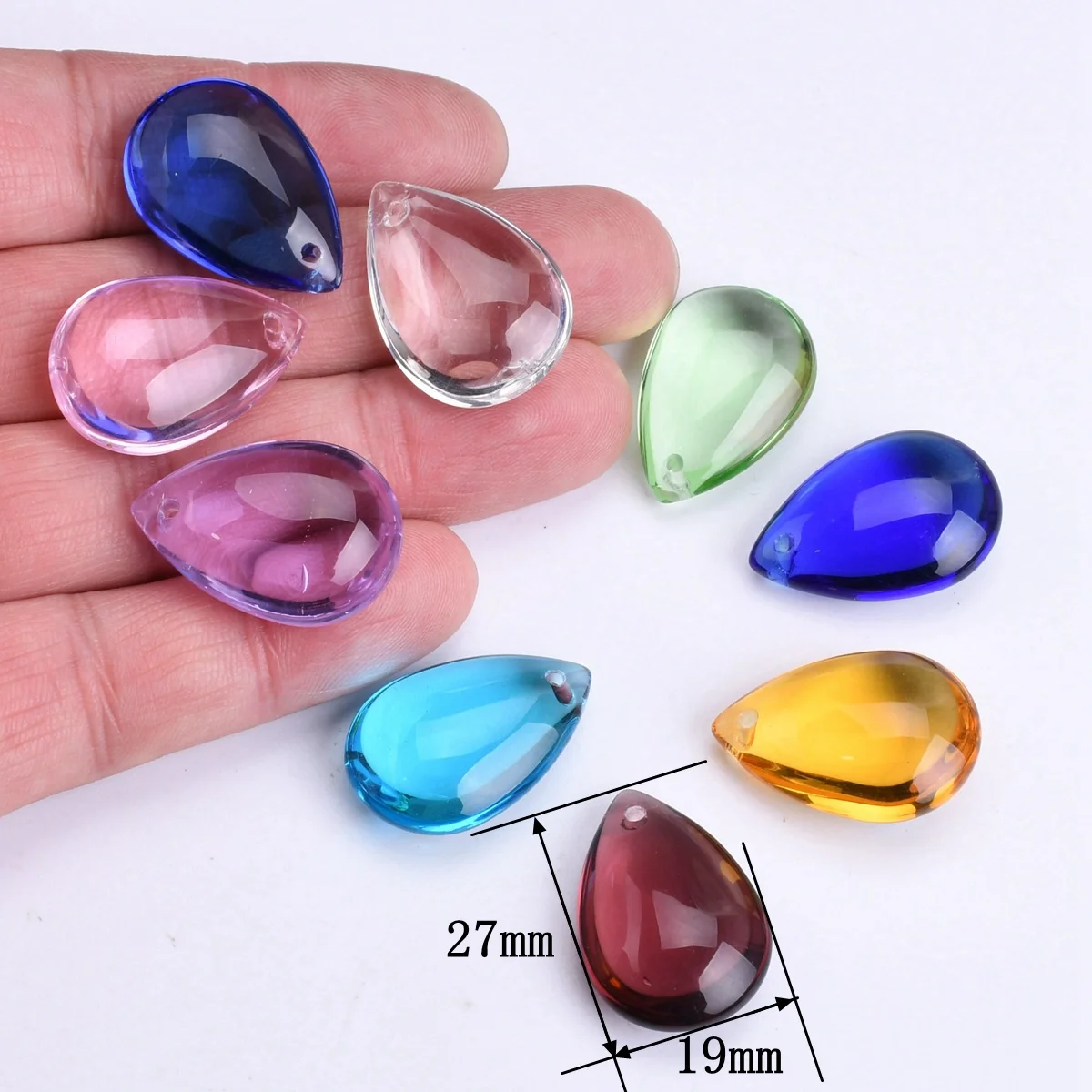 5pcs Teardrop Shape 27x19mm Crystal Glass Loose Pendant Beads For Jewelry Making DIY Curtain Findings