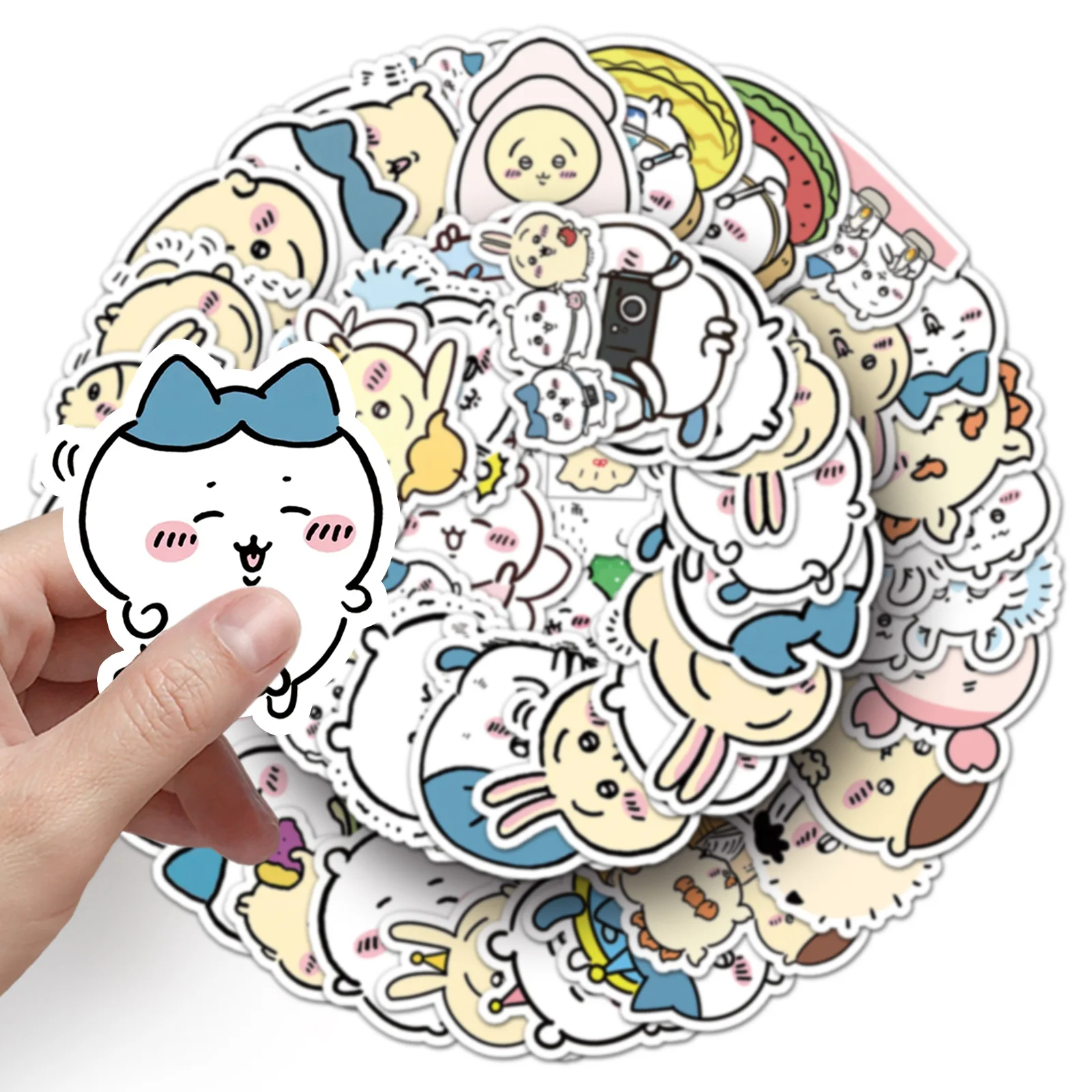 51 pçs kawaii dos desenhos animados chiikawa adesivos decorativos mesa portátil scrapbook bagagem papelaria bonito graffiti adesivo pacote crianças presente