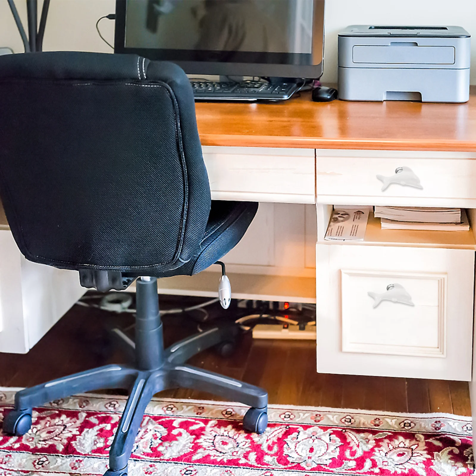 

2Pcs Dolphin Ceramic Drawer Pull Durable Solid Cabinet Handles Modern Furniture Knobs for Kitchen Bathroom Home