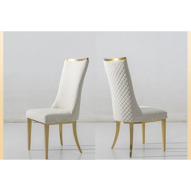 Household high-end modern simple stainless steel back chair flannel stool