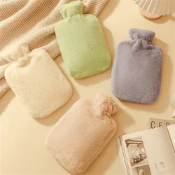 1000/2000ml Water Injection Rubber Hot Water Bottle Plush Hot Water Bag Hand Warmer Heat Pack Belly Foot Water Heating Pad