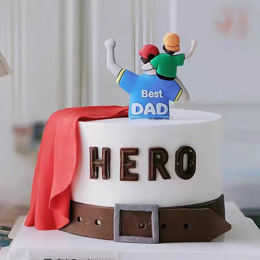 Vatertag-Kuchendekoration, Plugin, guter Papa, Umarmung, Junge, Ornament, Sie sind mein Superheld, Papa, Geburtstag, Backdekoration – Detail 1