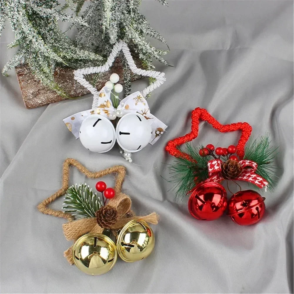 Hot Christmas Five-pointed Star Bell Accessories Pendant Christmas Tree Pendant Bow Cabinet Window Prop Christmas Decorations