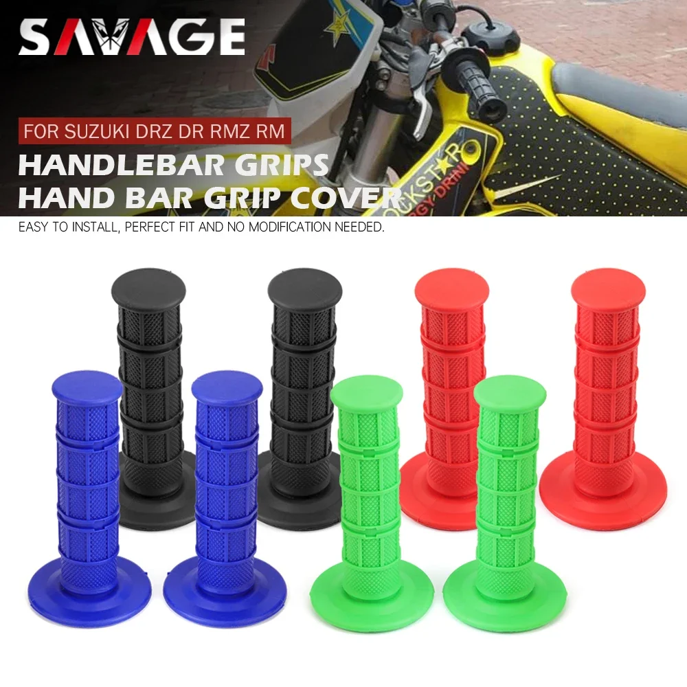 Uchwyty kierownicy pokrywa dla SUZUKI DRZ 400 250 125 RM RMZ DR 200 350 500 650 zabrudzenia motocyklowe rower uniwersalna guma uchwyty do kierownicy uchwyty