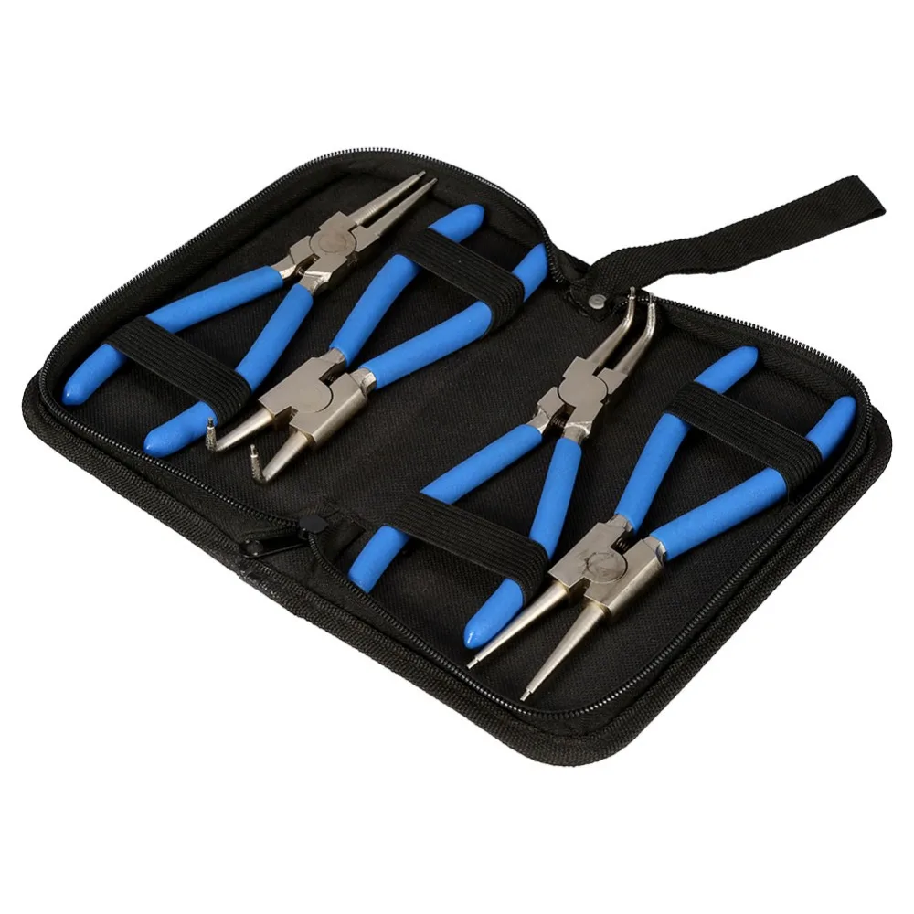 4 Teile/los Interne Professionelle Externe Gerade Gebogen Sicherungsring Snap Ring Zange Werkzeuge Zubehör Set 7 zoll Neue