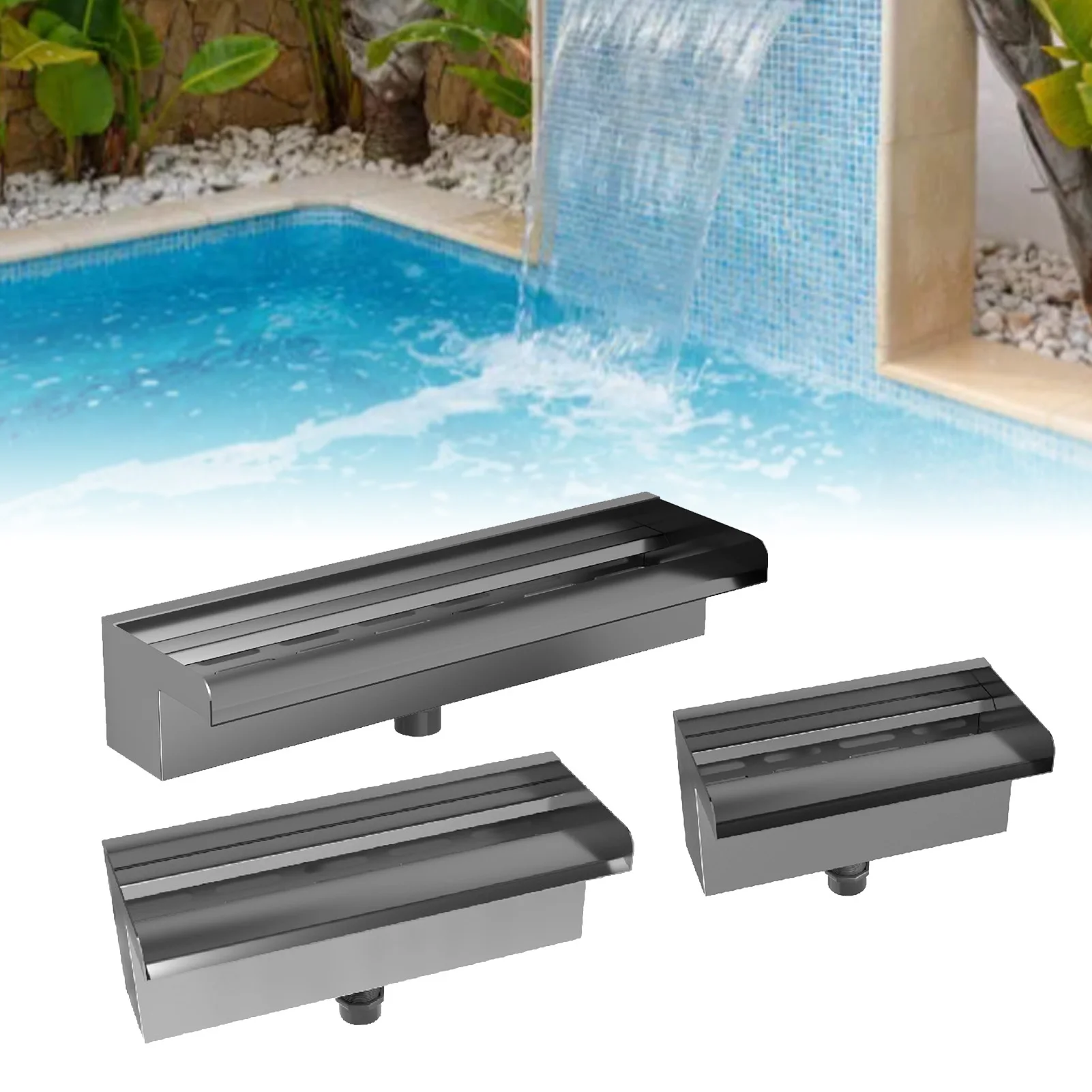 بركة شلال، مدخل سفلي أو خلفي، صنبور مياه من الفولاذ المقاوم للصدأ، سهل التركيب، فتحة كبيرة لمناظر الشرفة #3