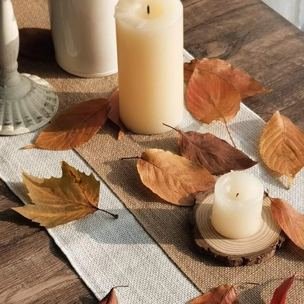 Burlap Table Runner Long Farmhouse Table Runner Jute Runner Woven Fabric Light Colour Edge