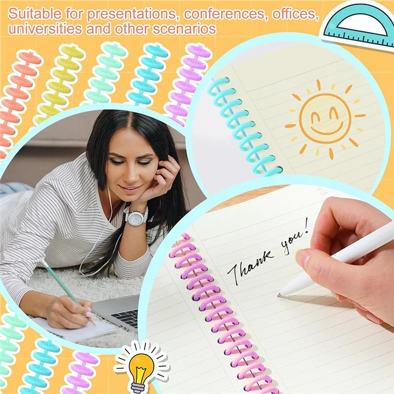 50 szt. Plastikowe spirale do wiązania, średnica 1/2 cala 30 spirale do wiązania pierścieniowego, prezenty świąteczne dla studentów i współpracowników trwałe