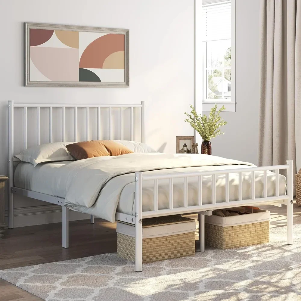 

Bed Frame Metal Platform Bed Frame Mattress Foundation with Spindle Headboard & Footboard/No Box Spring Needed