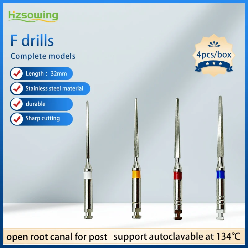 Dental Fiber Post Drills Dental Instruments Root Canal Opening Drills 32mm F Drills For Implant Stainless Steel Peeso 4pcs/box