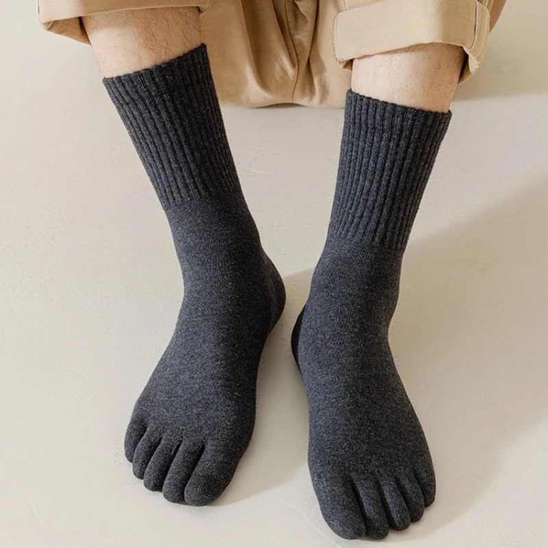 1/7 pares de outono inverno masculino anti odor suor absorvente puro algodão meados tubo meias simples casual cinco dedos meias