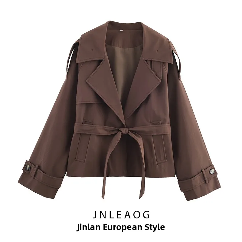 

Faionable ort Autumn Coat Deep Brown Versatile Design Women's Clothing Commute Sle Long Sve Suit Collar Polyester Fiber