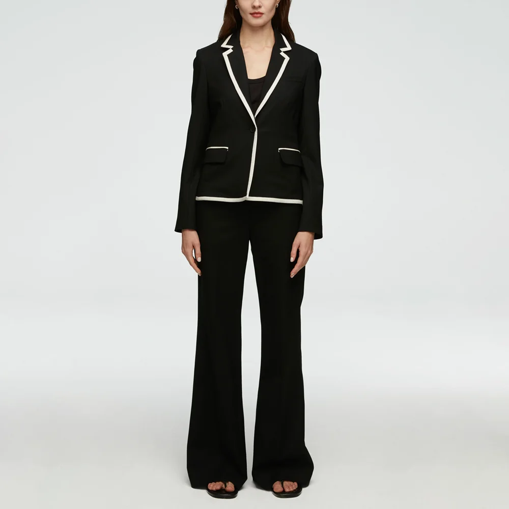 

Fashion Women Pants Sets 2 Piece Latest Design Notch Lapel Single Button Outfits Chic Daily Casual Slim Suits (Jacket+Pants)