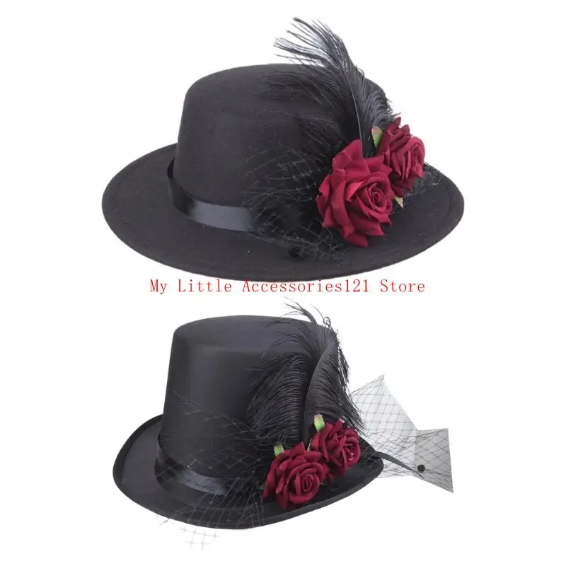 

Готическая цветочная шляпа шляпа Halloween Cosplay Costumes Victorian Mini Top Hat