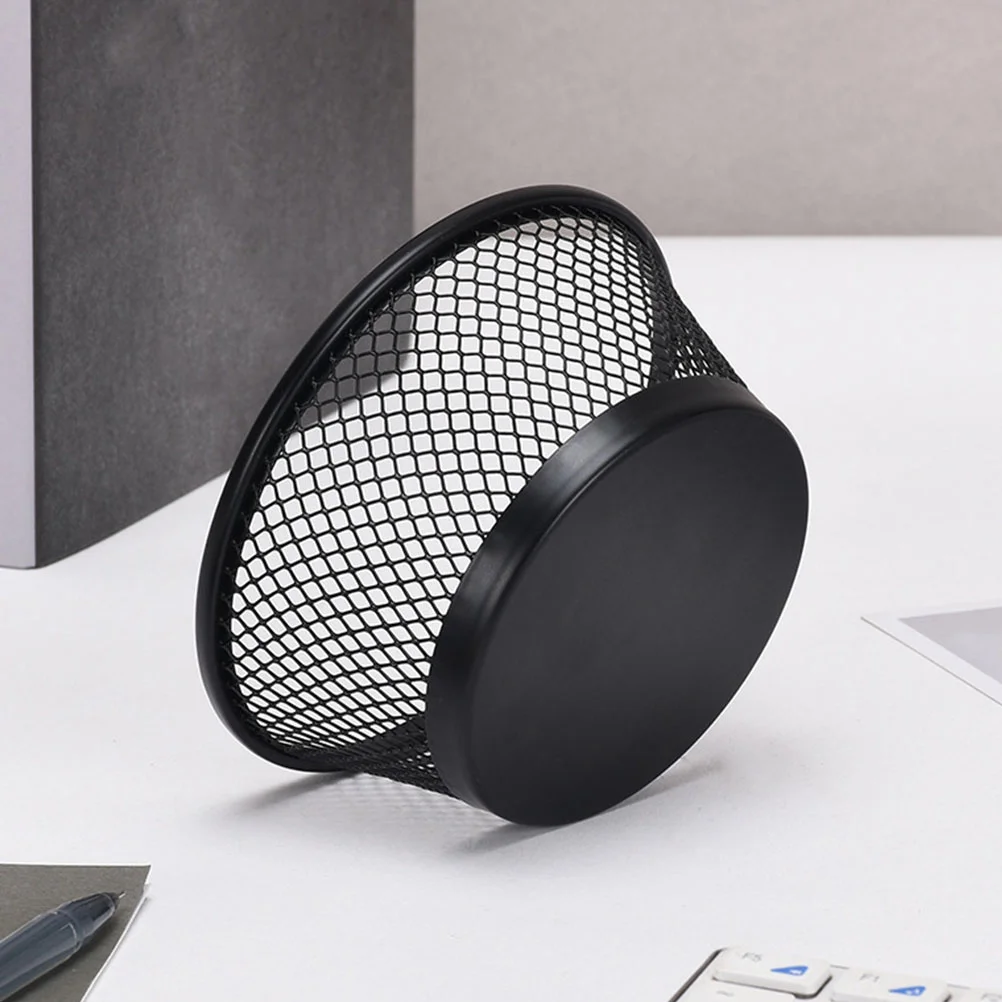 2 Pcs Binders Paper Clip Storage Bucket Container Holder Grid Paperclip Organizer Mesh Black Cup Multi-functional Office