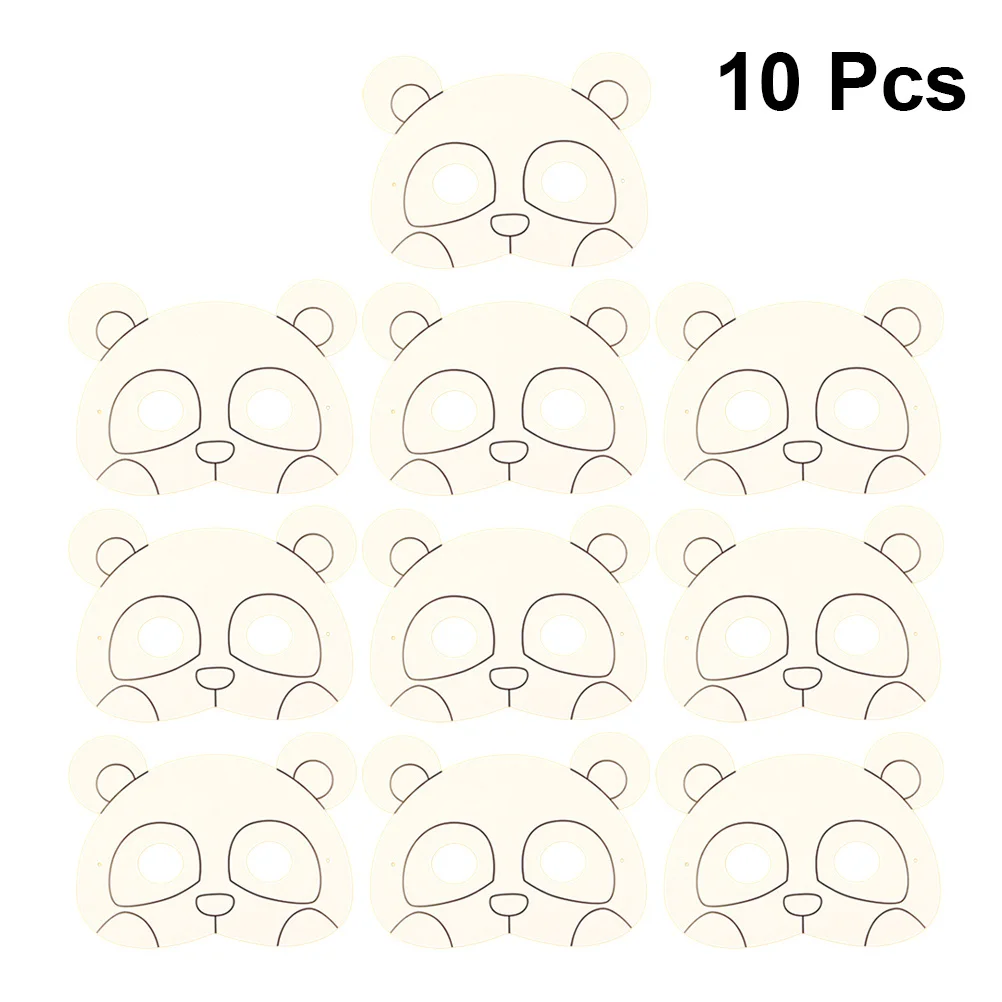 10 pçs graffiti máscaras de animais kits de artesanato de papel branco diy colorir diversão festa máscaras de papel materiais de arte máscara branca