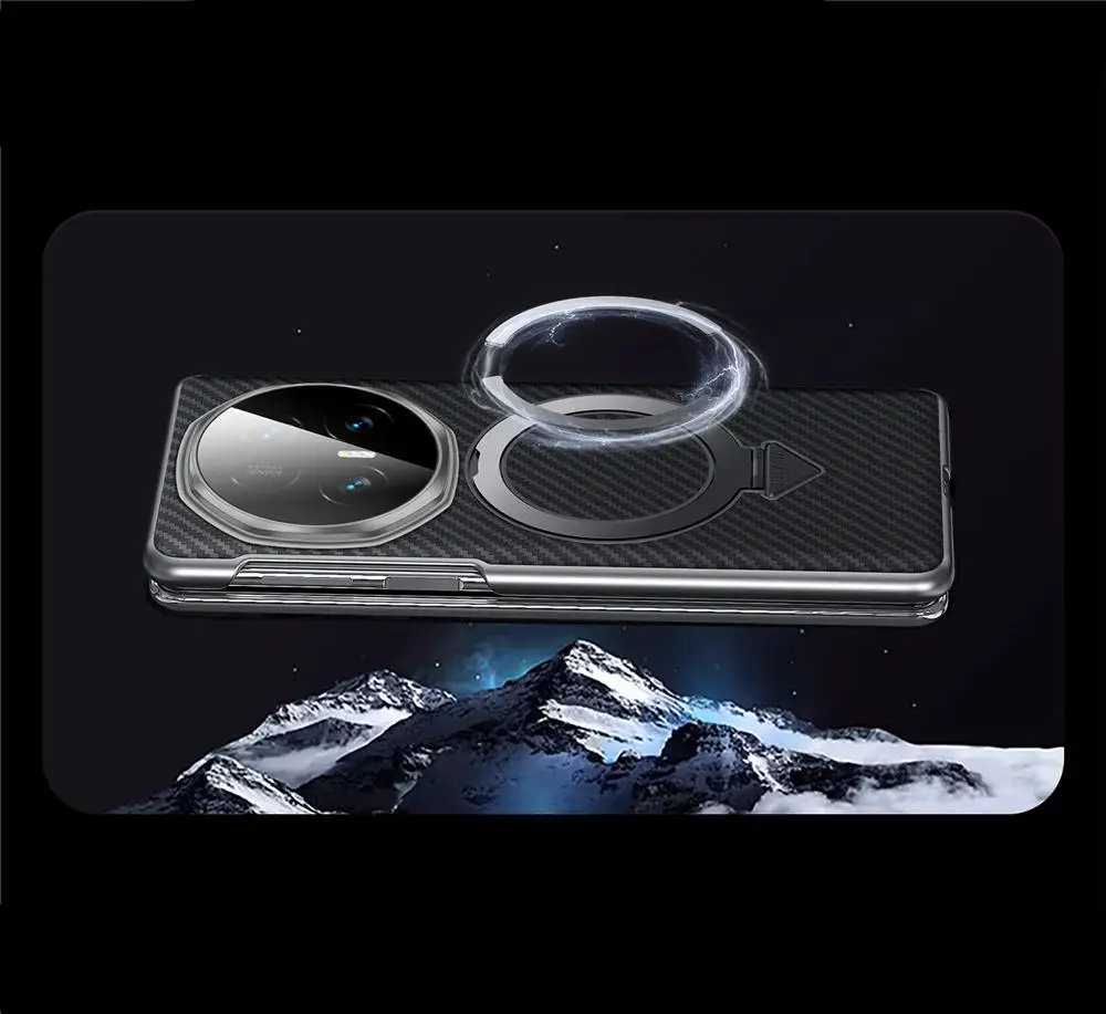 

600D Aramid Fiber Pattern Leather Magnetic Case For Honor Magic V5 Hinge Bracket Cover