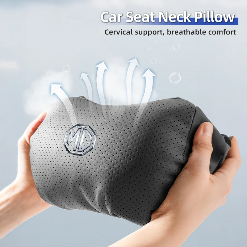 Car Headrest Breathable Seat Pillow Leather Neck Support Accessories For Morris Garages MG 6 3 5 7 TF ZR ZS HS GS GT Hector RX5
