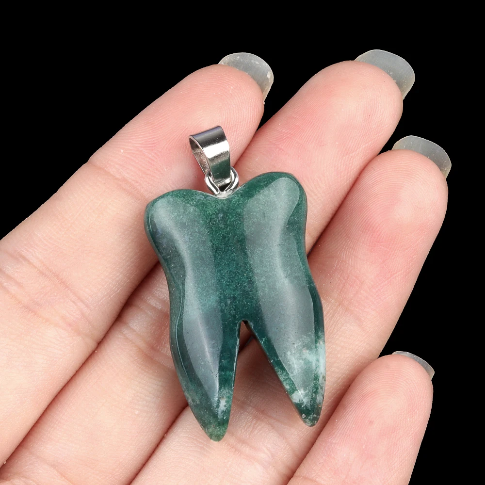 سحر العقيق الطبيعي قلادة شكل الأسنان فلاش الطبيعي اللابرادوريت جمشت قلادة لصنع DIY بها بنفسك مجوهرات إكسسوارات عقد