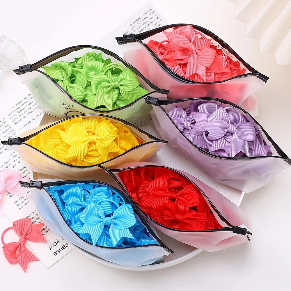 5/10/20Pcs/lot Grosgrain Elastic Hairbands Ribbon Pigtail Hair Bows Hair Bands Holders for Baby Girls Infants Hair Accessories