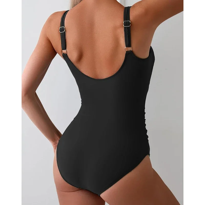 Patchwork Printing Swimwear Women Bandage Hollow Out High Waist One Piece Swimsuit 2025 New Vacation Beach Female Bathing Suit