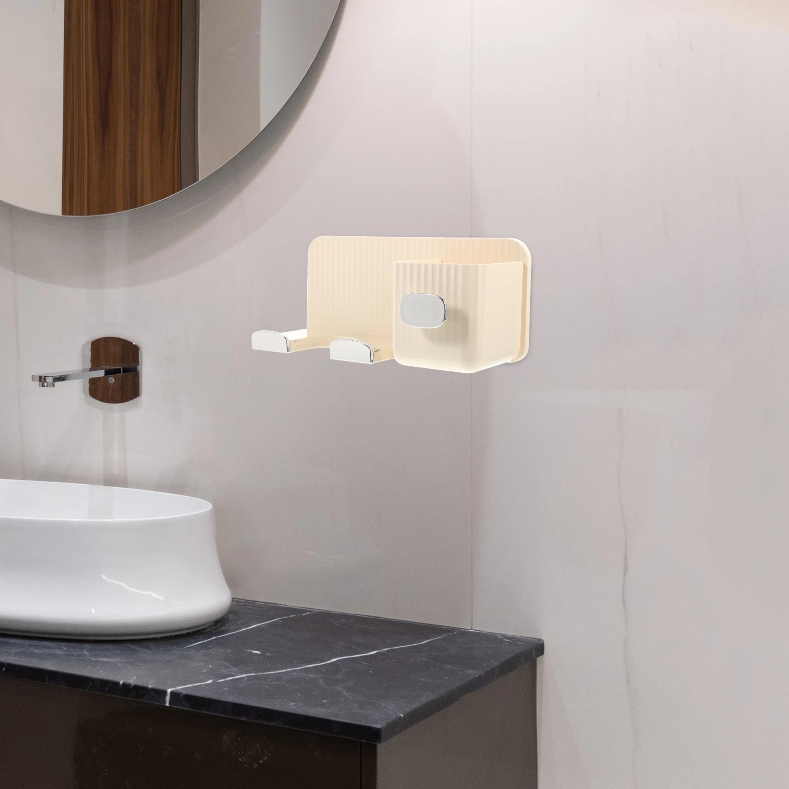 

Cream Wind Multi functional Nail free Wall Hair Dryer Storage Rack Large Capacity Bathroom ganizer Holder