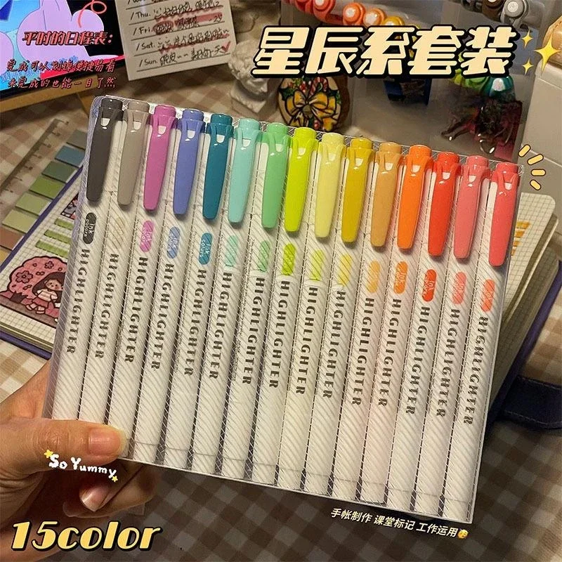 15-Color Double-Ended Highlighter Set