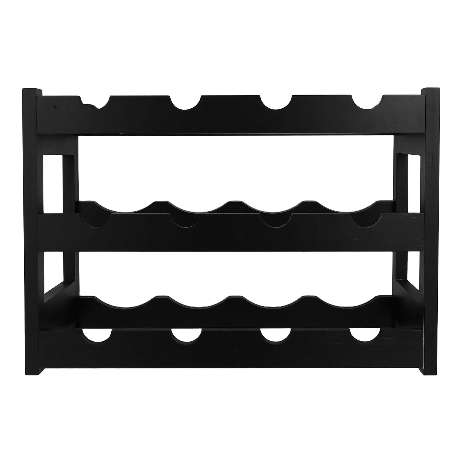Bamboo Wine Rack Organizer 3-Tier Black Bamboo Freestanding Wine Holder Space Saving Storage Shelf for Kitchen Dining Room Bar
