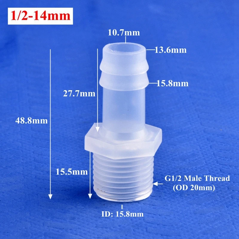 G1/2 "3/4" Buitendraad 4 ~ 25mm Directe Connector Aquarium Tank Slang Gezamenlijke Tuin Irrigatie water Buis Barb Joint 5 ~ 200 stks/partij