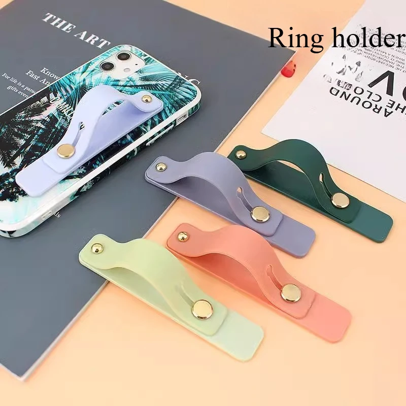 

Mobile Phone Push-pull Ring Buckle Holder, Expandable and Simple Adhesive Solid Color Silicone Wristband Holder, Anti Drop