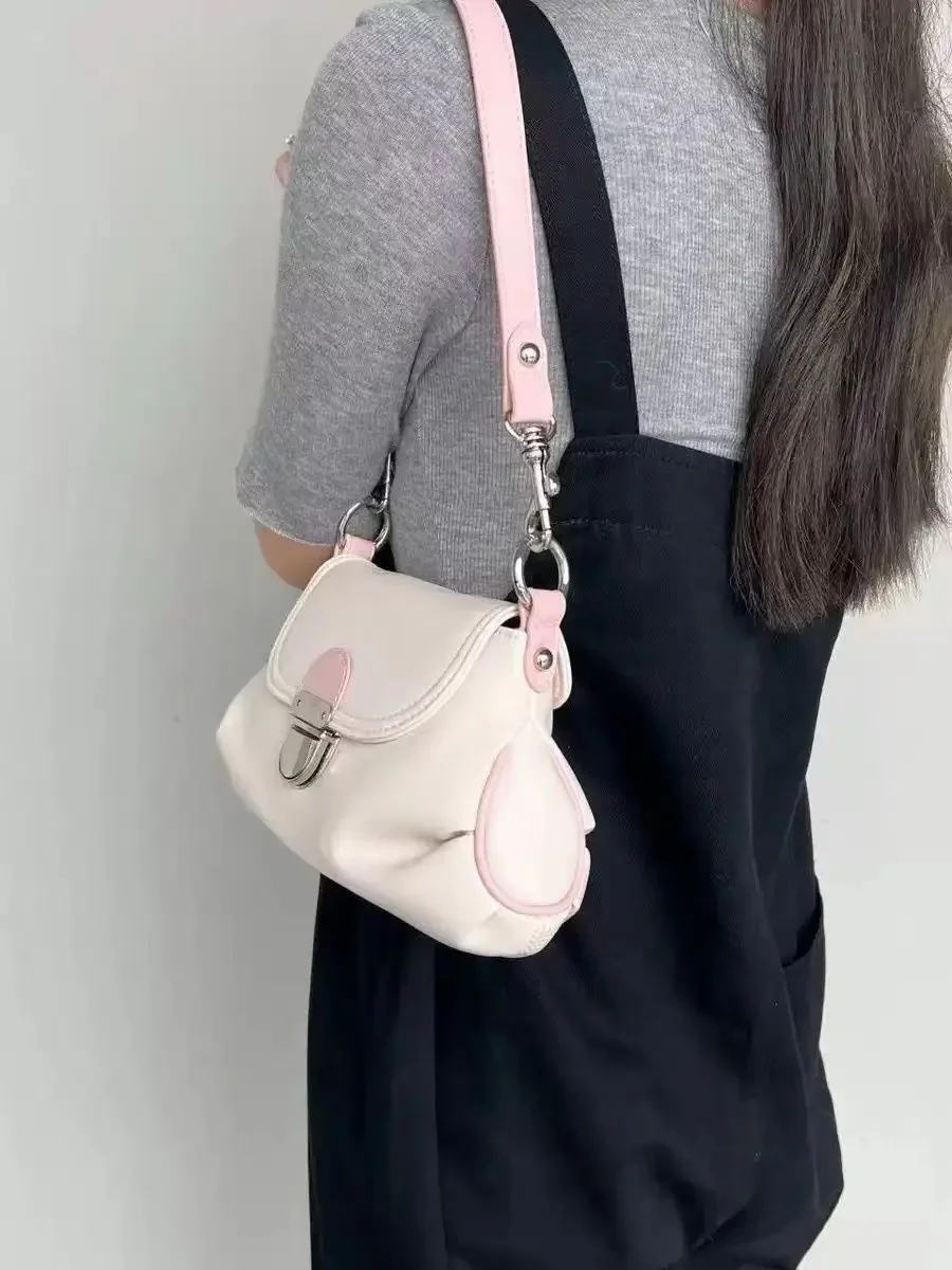 Miyagawa 2023 New Women's Korean Underarm Bags Shoulder Straps Retro Lock Buckle Soft Leather Single Shoulder Crossbody Bag