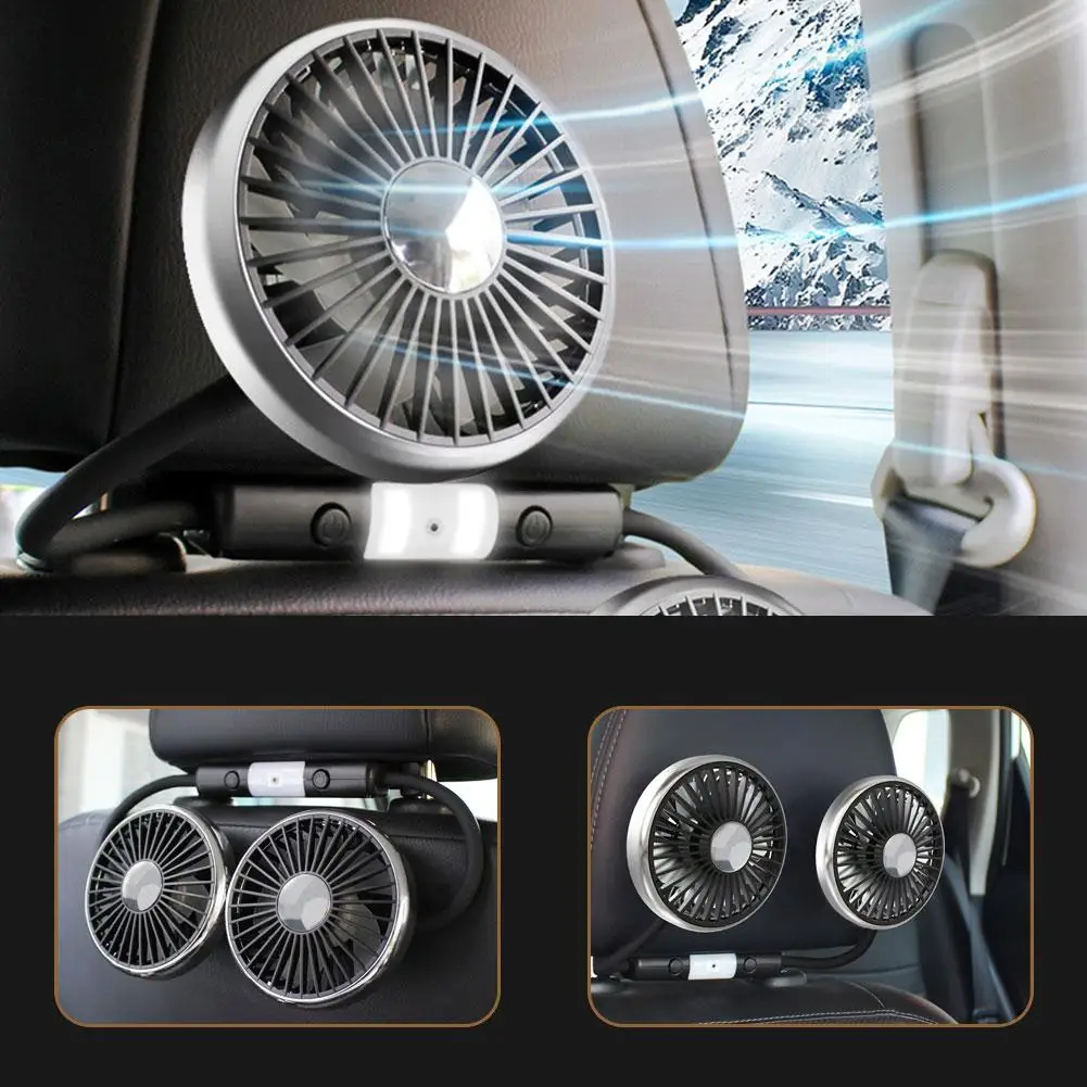 

Fan Portable Air Conditio Car Double Head Fan 3-speed Car Seat Back Cooling Fan USB Charge Dual Head For Summer Car Accesso X2L3