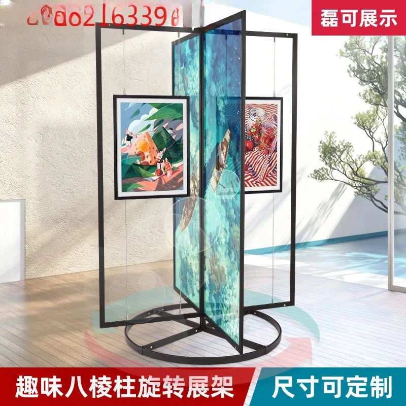 

Aluminum Alloy Calligraphy and Painting Exhibition Calligraphy Art Exhibition Creative Rotatable Octagonal Prism