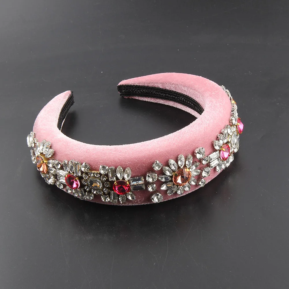 Fine Europe and America Personality Palace Style Luxury Sparkly Rhinestones Headband Baroque Crystal Thick Sponge Hair 03