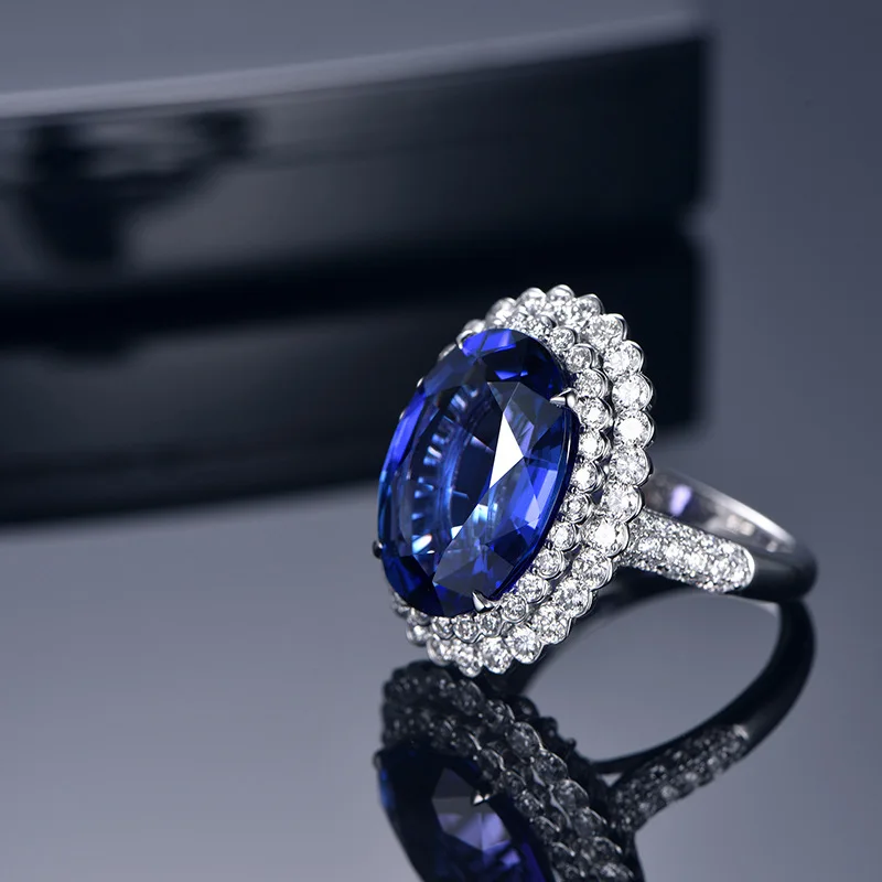 Bestseller - Dunkelblauer Tanzanit-Farbiger Rubin Offener 925 Sterling Silber Ring - Damen Verlobungsschmuck – Detail 4